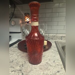 Vintage Jim Beam Wine Crimson Glass Decanter